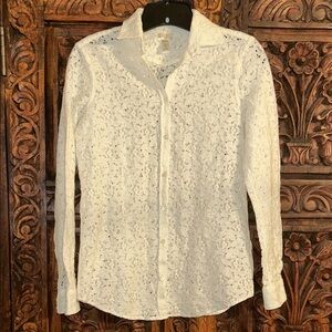 Massimo Alba Sz XS white Lace button front Blouse